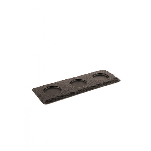 Slate tray with 3 holes 28x10cm - плато от естествен камък с 3 отвора