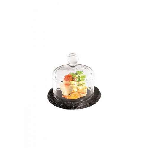Slate tray with dome ф10.5 - плато от естествен камък