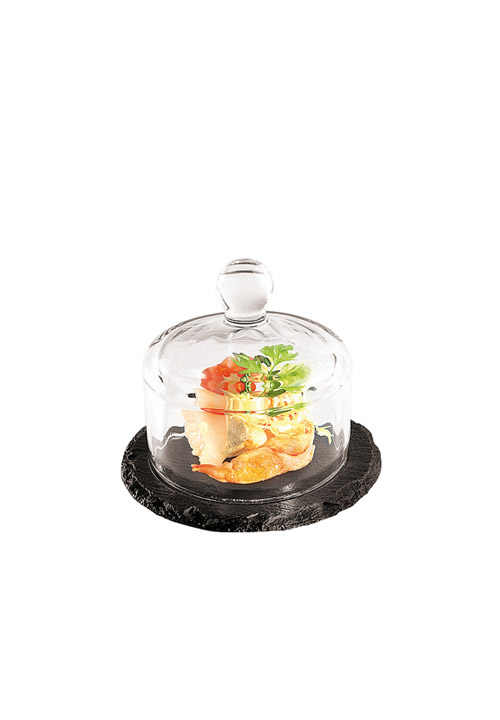 Slate tray with dome ф10.5 - плато от естествен камък Slate tray with dome ф10.5 - плато от естествен камък