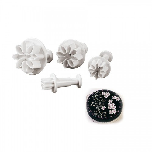 "Pastry tools" - Daisy cutter 4 pcs set, кутия с 2 к-кта резци с бутало - маргаритки "Pastry tools" - Daisy cutter 4 pcs set, кутия с 2 к-кта резци с бутало - маргаритки